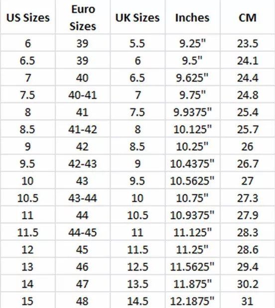 Shoe Sizes
